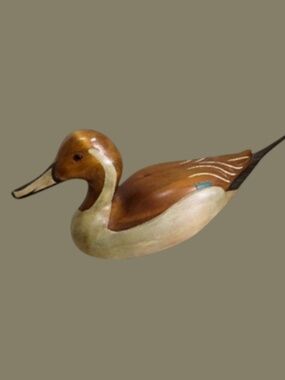 HSW Hearthstone Woodcrafts  by Rusty Rice Painted Wood " Pintail " Duck 19 Inch